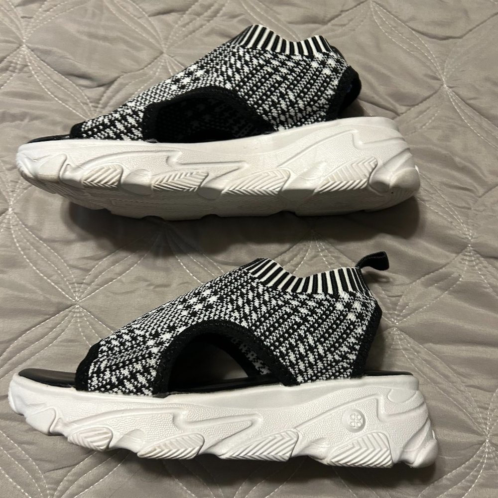 Plaid Black White Heeled Sandal